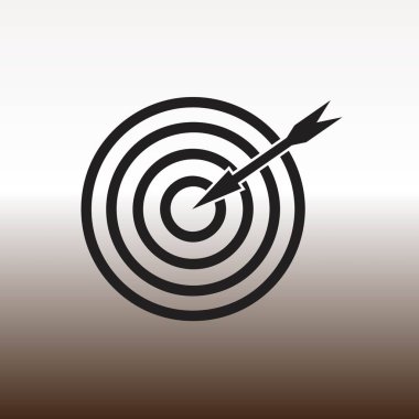 Amaç ve ok web simgesi, vektör çizim degrade kahverengi ve beyaz