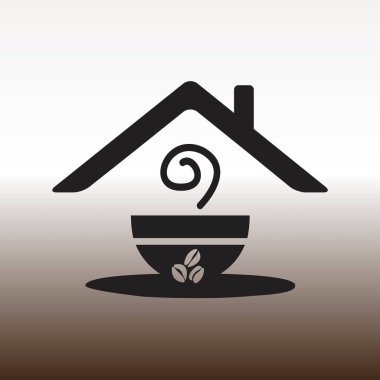 kahve çatı web simgesi, vektör çizim degrade kahverengi ve beyaz altında