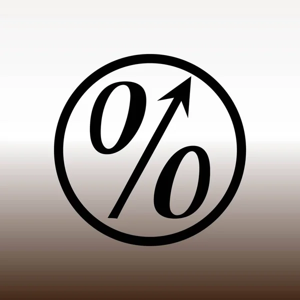 Percent Sign Arrow Web Icon Vector Illustration Gradient Brown White — Stock Vector