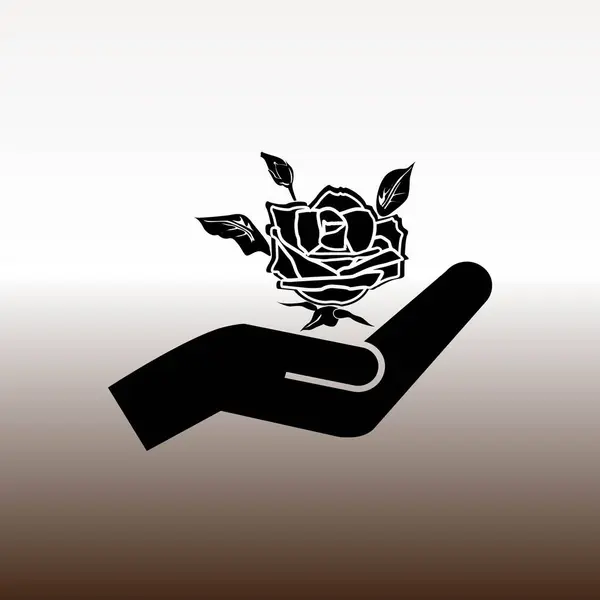 Rose Auf Der Hand Web Symbol Vektor Illustration Auf Gradienten — Stockvektor
