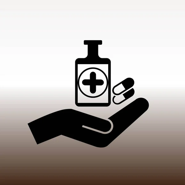 Medizin Auf Der Hand Web Symbol Vektor Illustration Auf Gradienten — Stockvektor