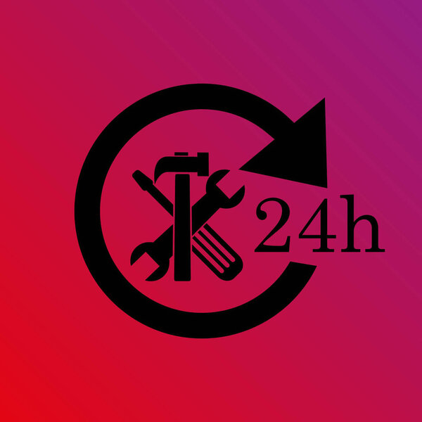 24 часа обслуживание клиентов, векторная иконка
