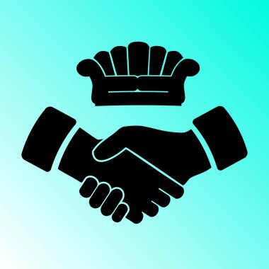 Kanepe ve el sıkışma vektör simgesi