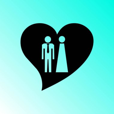 Kalp simgesi. Erkek ve kadın ile vektör çizim