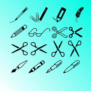makas, kalem, pencils.vector simgesi