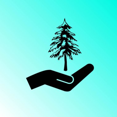 Ladin ve el vektör simgesi