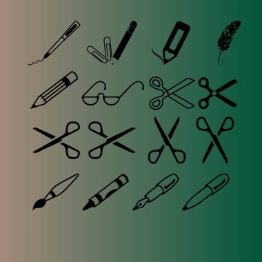 makas, kalem, pencils.vector simgesi