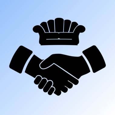 Kanepe ve el sıkışma vektör simgesi