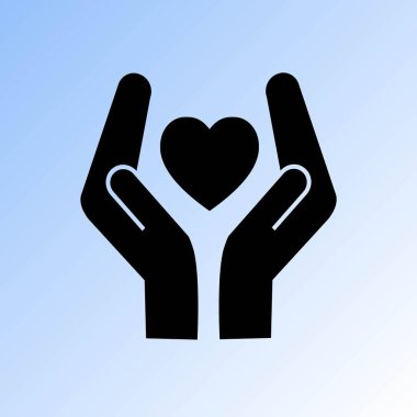 kalp ve el vektör simgesi
