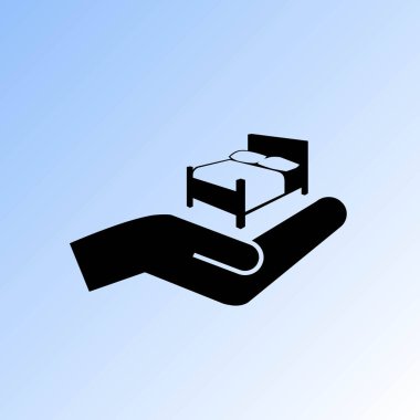 Yatak ve el vektör simgesi