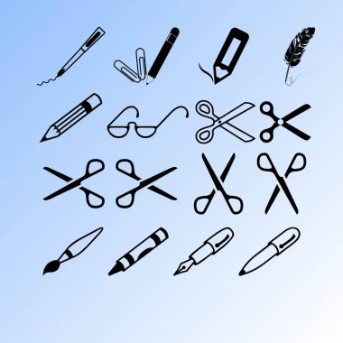 makas, kalem, pencils.vector simgesi