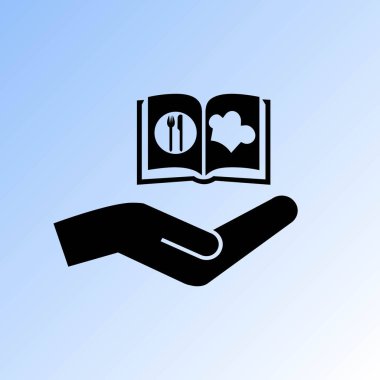 aşçı kitap ve el vektör simgesi