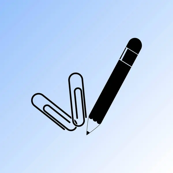 Pensil Und Heftklammern Vektor Symbol — Stockvektor