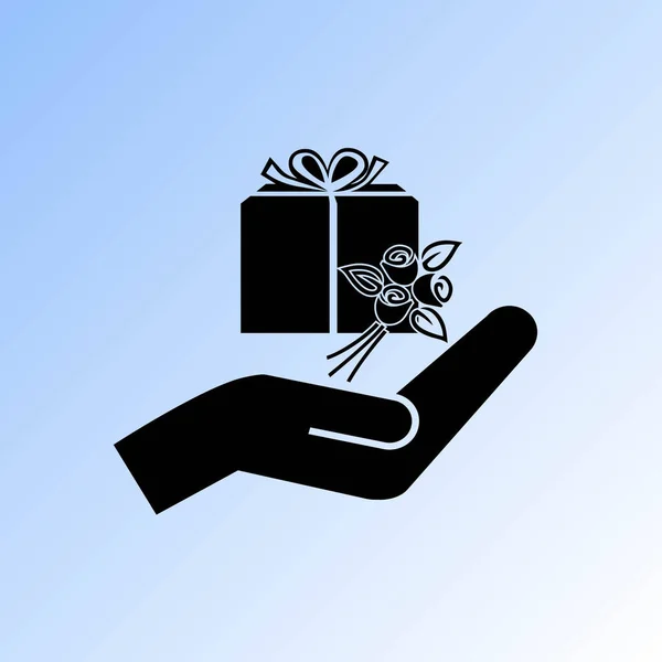 gift and hand vector icon