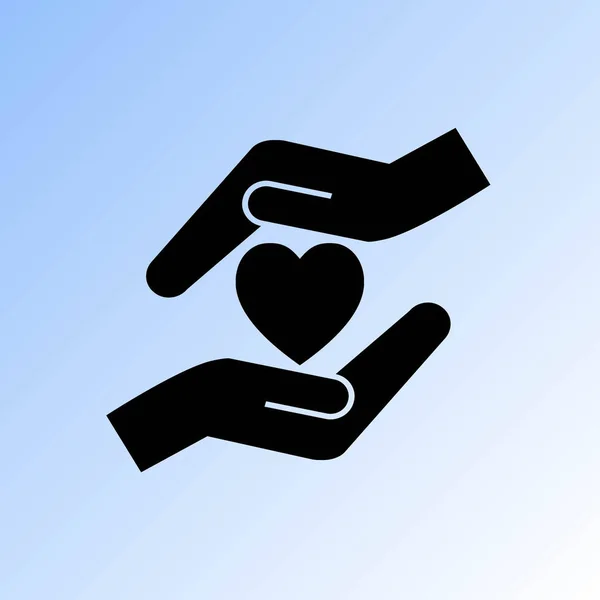 Εικονίδιο Καρδιά Και Χέρια Του Φορέα — Διανυσματικό Αρχείο