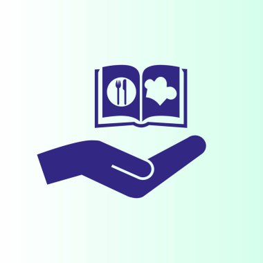 aşçı kitap ve el vektör simgesi