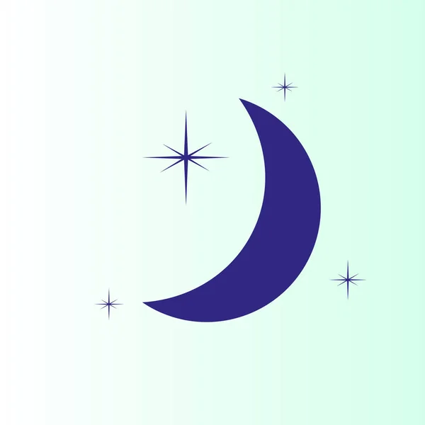 Simple Moon Stars Vector Icon — Stock Vector