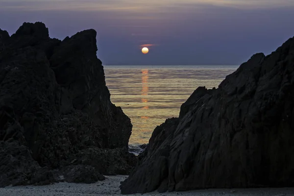 Vue Panoramique Coucher Soleil Spectaculaire Sur Mer Concept Voyage — Photo