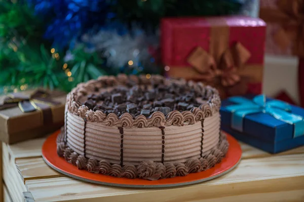 Тёмный шоколадный торт . — стоковое фото