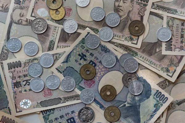 Japonsko bankovky a mince — Stock fotografie