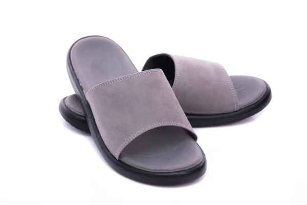 Grey leather sandal — Stock Photo, Image