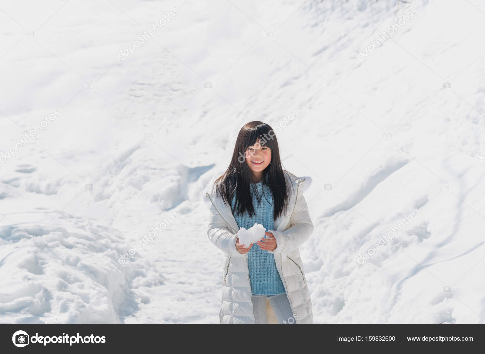 Asian girl in snow