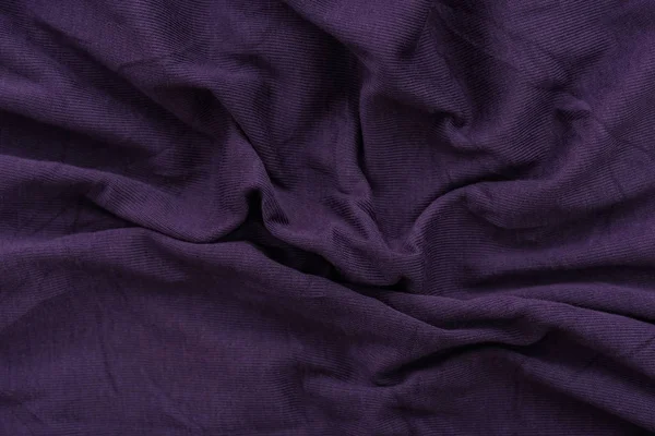 Close Idade Sujo Enrugado Roxo Bedsheet Tecido Textura Fundo — Fotografia de Stock