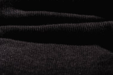 Siyah buruşuk Pamuk Kumaş dokulu arka plan Üstten Görünüm.