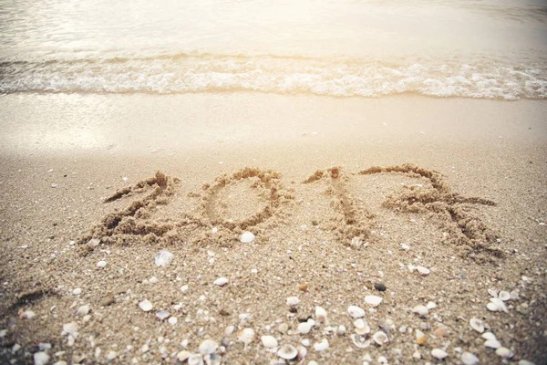 Boldog új évet 2017-ig, a tengerparton 2017 — Stock Fotó