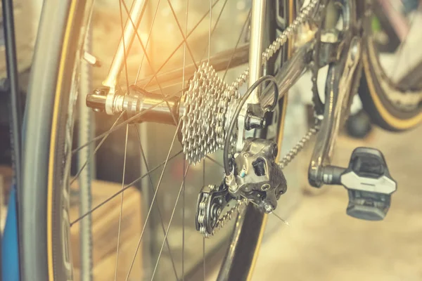 Vintage Bicycle Parte Del Interior Rueda Bicicleta Diseño Con Gente — Foto de Stock