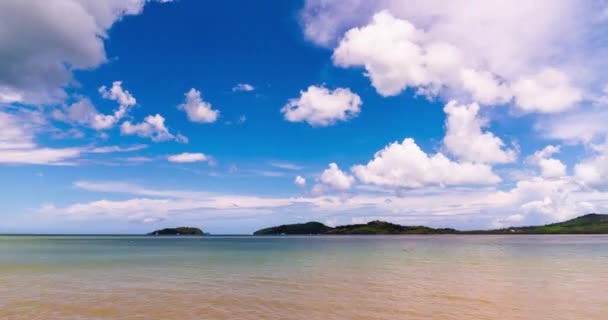 Timelapse Тропічний Пляж Білий Пісок Блакитне Море Літній Час Сонячний — стокове відео