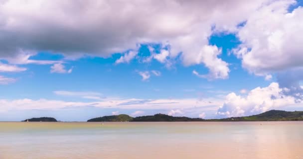 Timelapse Тропічний Пляж Білий Пісок Блакитне Море Літній Час Сонячний — стокове відео