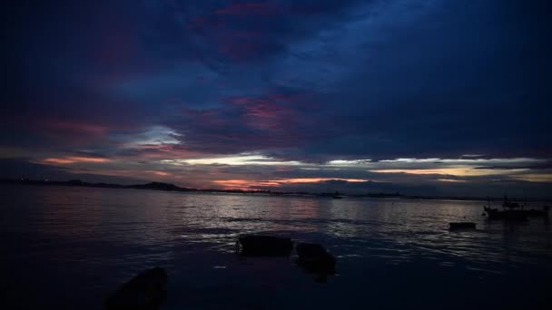 Coucher Soleil Éclatant Ciel Mer Matin Lever Soleil Aube Avec — Video