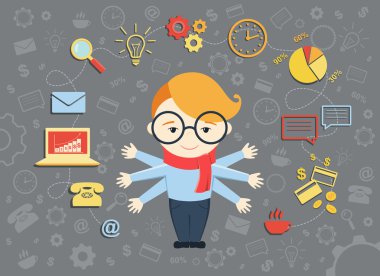 Düz tasarım vektör çizim genç iş adamı