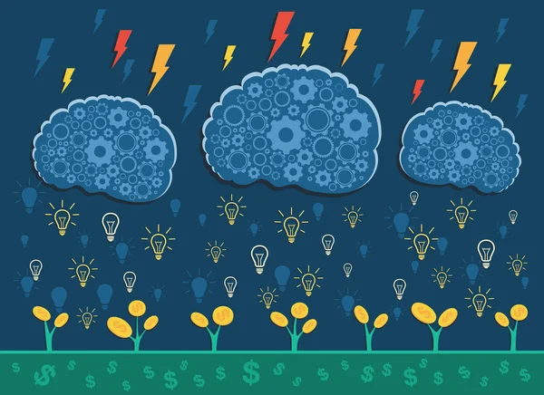 평면 디자인 벡터 그림은 돈으로 아이디어의 변환 — 스톡 벡터