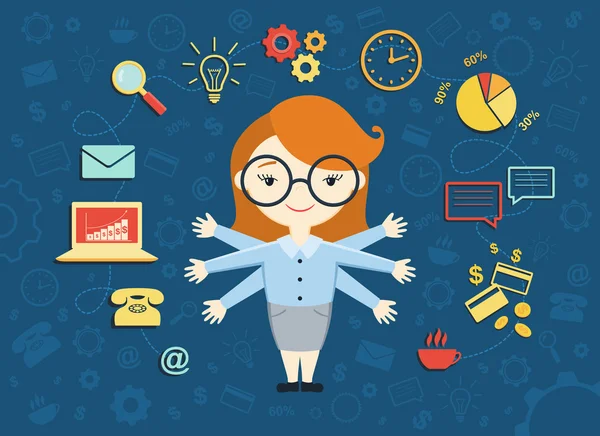 Genç iş kadını, kişisel asistan veya sabit çalışma Bakanı vektör çizim