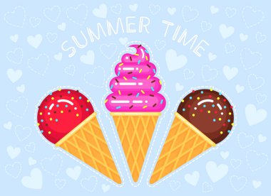 dondurma koni gözleme cam vektör çizim