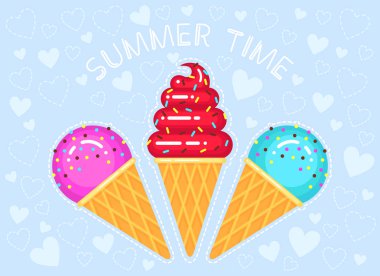 dondurma koni gözleme cam vektör çizim