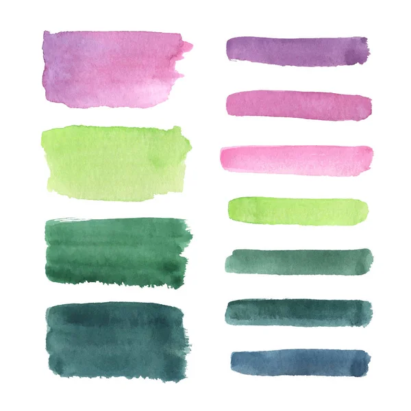 Set Hand Painted Watercolor Brushstrokes Isolated White Background Colección Creativa —  Fotos de Stock