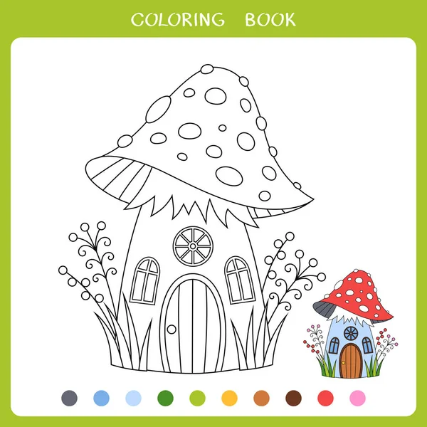 Jeu Éducatif Simple Pour Les Enfants Illustration Vectorielle Maison Champignons — Image vectorielle