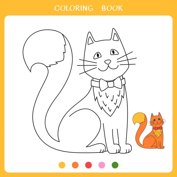 Juego Educativo Simple Para Los Niños Ilustración Vectorial Gato Rojo — Vector de stock