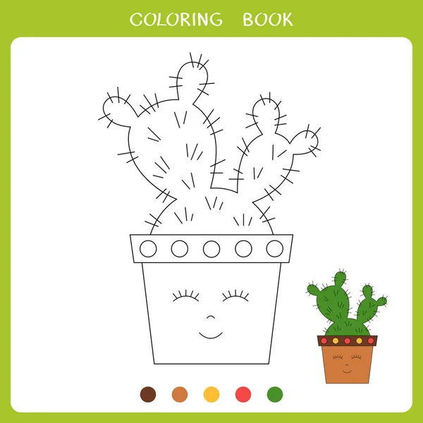 Juego Educativo Simple Para Los Niños Ilustración Vectorial Cactus Maceta — Vector de stock
