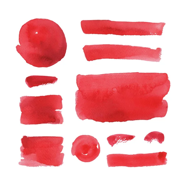 Set Hand Painted Watercolor Abstract Red Objects Isolated White Background — Stockfoto