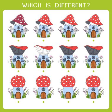 Çocuklar için basit bir mantık oyunu. Gruptaki tek kişiyi bul. Vektör illüstrasyonu