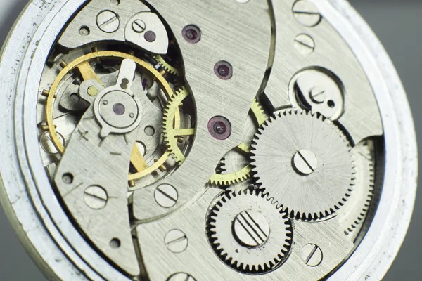 Oude zak horloge intern mechanisme macro schieten — Stockfoto