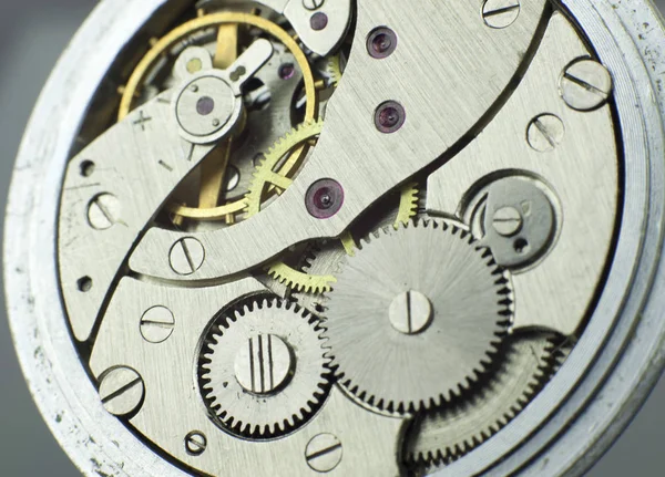 Old pocket watch internal mechanism macro shoot — Stock Photo, Image