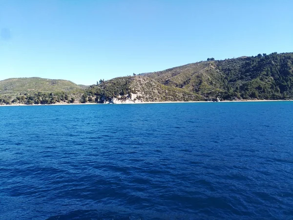 Grecia Paisaje Marino Con Montañas — Foto de Stock