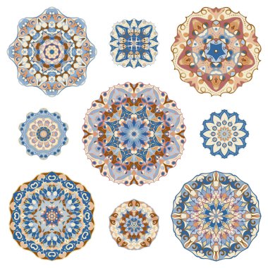 Soyut dairesel öğeleri kümesi.