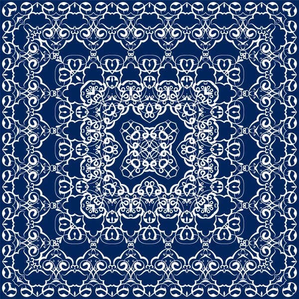 Bufanda azul con patrón blanco — Vector de stock