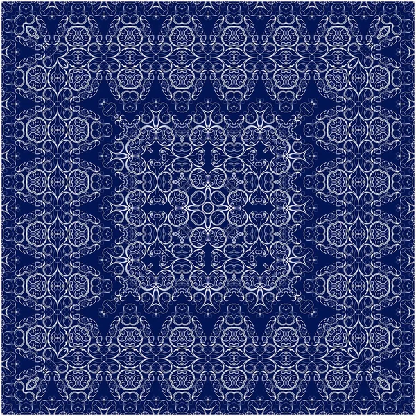 Blauwe sjaal met witte patroon — Stockvector